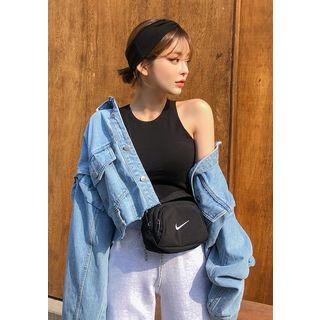 Drop-pocket Over-fit Denim Jacket Light Blue - One Size