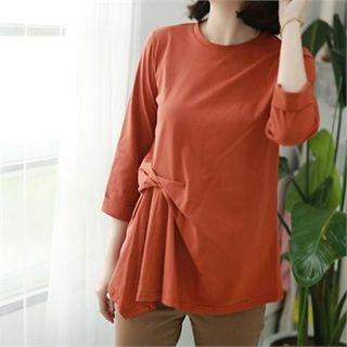 Cuff-sleeve Knot-side T-shirt