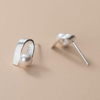 Faux Pearl Sterling Silver Earring 1 Pair - Silver - One Size