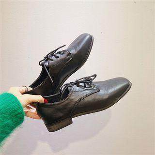 Faux-leather Square-toe Oxford Shoes