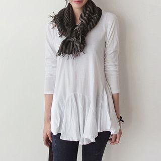 Frilled Hem Long-sleeve T-shirt
