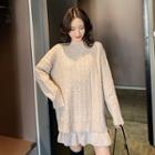 Set: Mock-turtleneck Sweater + A-line Knit Skirt