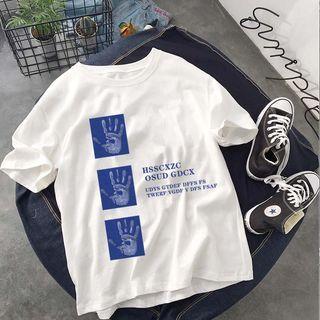 Lettering Hand Print T-shirt