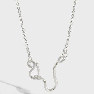 Curve Pendant Sterling Silver Necklace 1pc - Silver - One Size