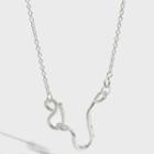 Curve Pendant Sterling Silver Necklace 1pc - Silver - One Size