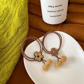 Flower Pom Pom Hair Tie
