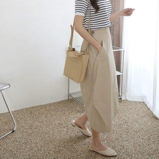 Wrap Front Drape-trim Skirt