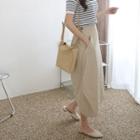 Wrap Front Drape-trim Skirt