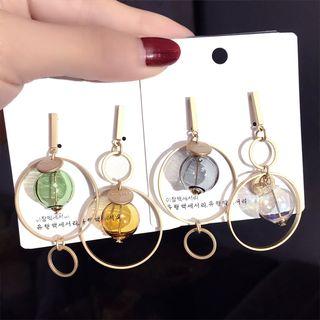 925 Sterling Silver Non-matching Clear Ball Dangle Earring
