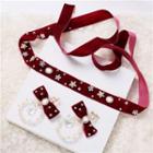 Set: Wedding Velvet Headpiece + Velvet Hoop Clip-on Earring As Shown In Figure - One Size