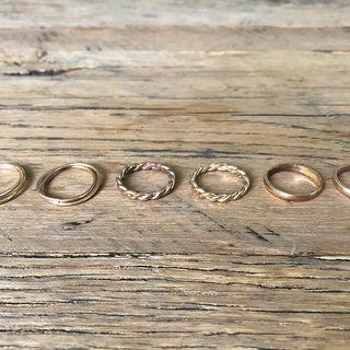 Stacking Ring Set Of 6 Gold - One Size