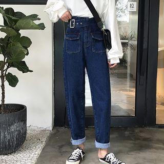 Belted Washed Jeans