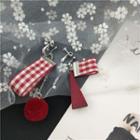 Gingham Ribbon Non-matching Dangle Earring