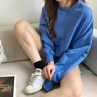 Fray-hem Lettering Sweatshirt