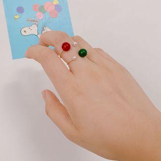 Faux Pearl & Bead Open Ring