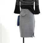 Slit-hem Wool-blend Skirt