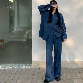 Denim Shirt / Wide Leg Jeans