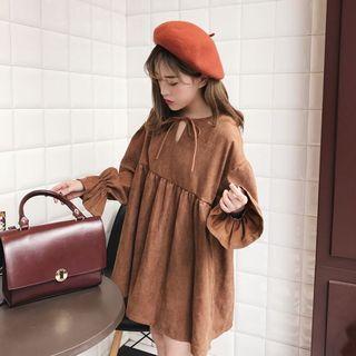 Plain Bell-sleeve Loose-fit A-line Dress