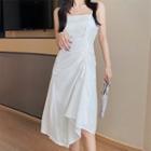 Sleeveless Asymmetric Plain A-line Dress