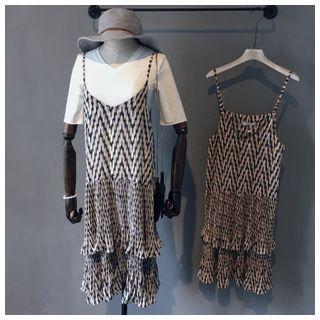 Chevron Tiered Spaghetti Strap Dress
