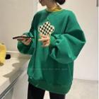 Checker Print Sweatshirt Green - One Size