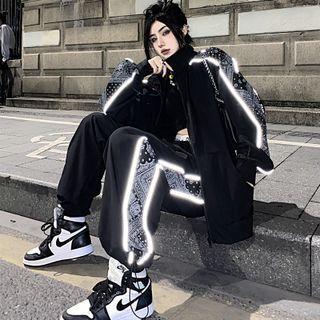 Set: Paisley Panel Zipped Jacket + Paisley Panel High Waist Sweatpants