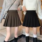 Woolen Mini Pleated Skirt