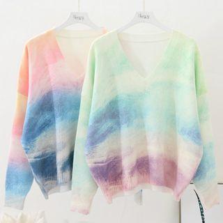 V-neck Tie-dye Sweater