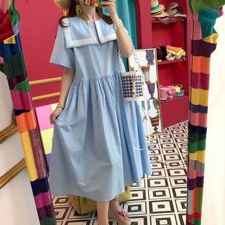 Sailor Collar Color Block Dress