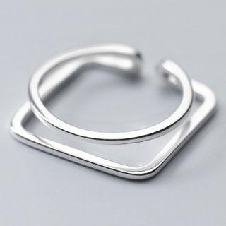 Geometric Sterling Silver Layered Open Ring 1 Pc - Silver - One Size
