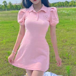 Short-sleeve Logo Mini Polo Shirt Dress