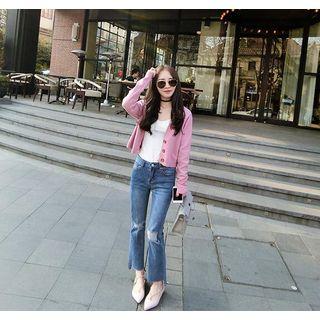 Distressed Fray Jeans