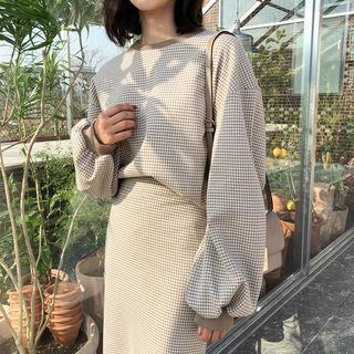 Round-neck Houndstooth Pullover