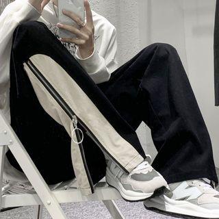 Two-tone Zip Loose Fit Pants