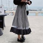 Check Midi A-line Skirt Check - Black & White - One Size