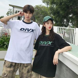 Couple Matching Short-sleeve Lettering T-shirt / Camo Pants