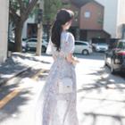 Tie-back Bell-sleeve Maxi Floral Dress