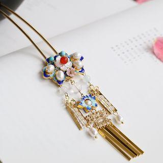 Retro Freshwater Pearl Floral Fringed Hair Pin