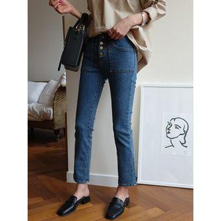 Button-fly Straight-cut Jeans