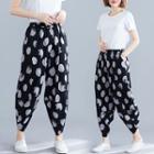 Printed Crop Harem Pants Dotted - Black - One Size