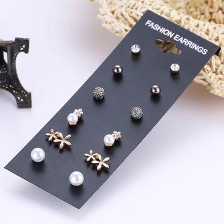 Set Of 6 Pairs: Rhinestone Earring