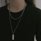 Lettering Pendant Layered Necklace Silver - One Size