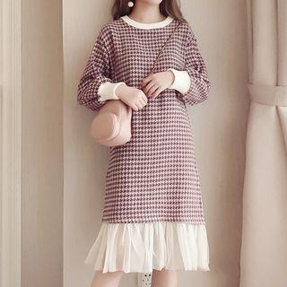 Houndstooth Midi Pullover Dress