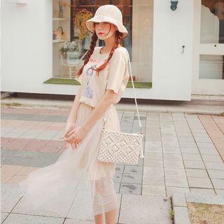 Mock Two Piece Long Tulle Dress