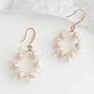 Faux Pearl Faux Crystal Hoop Dangle Earring 1 Pair - Faux Pearl & Faux Crystal - Gold - One Size