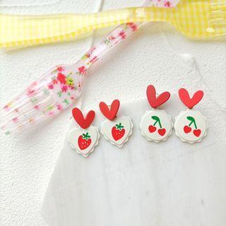 Heart Strawberry / Cherry Alloy Dangle Earring