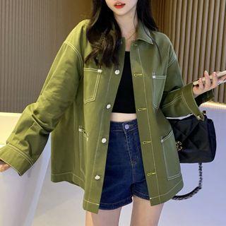 Utility Denim Jacket Army Green - One Size