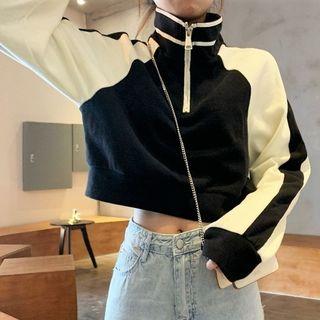 Zip Cropped Long-sleeve Top