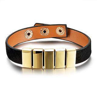 Couple Matching Genuine Leather Snap Button Bracelet