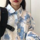 Tie Dye Long-sleeve Shirt Blue & White - One Size